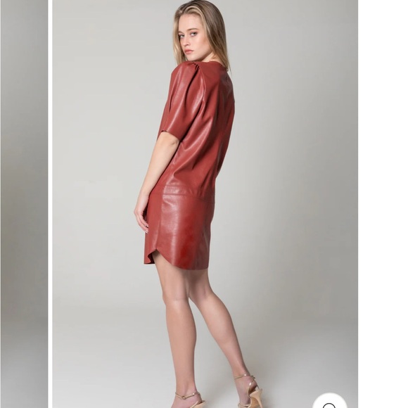 Lavender Brown faux leather dress - Picture 2 of 6